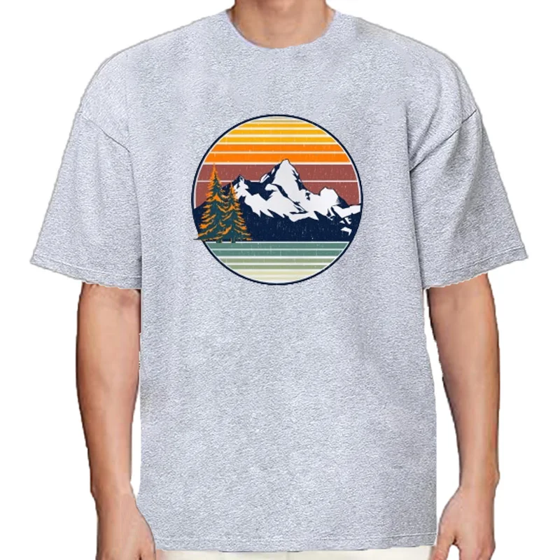 T-Shirt manches courtes pour hommes, Hipster, Cool Mountain imprimé, 2022