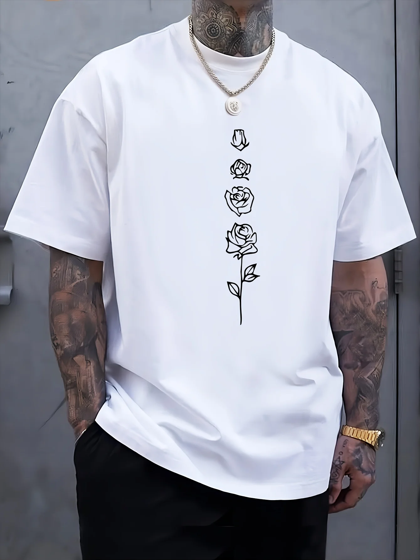 100% pure cotton men's loose T-shirt breathable short sleeved round neck minimalist solid color multi-color optional