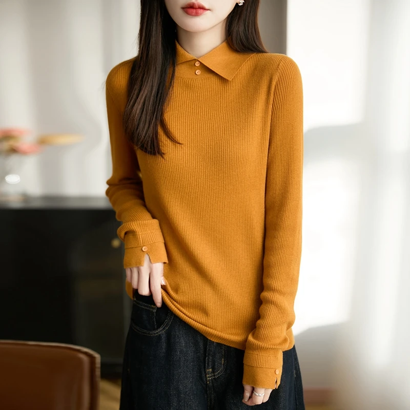 

Вязаный свитер с воротником-стойкой из тонкой мягкой трикотажной ткани, однотонный, простой дизайн, весна-лето 2026