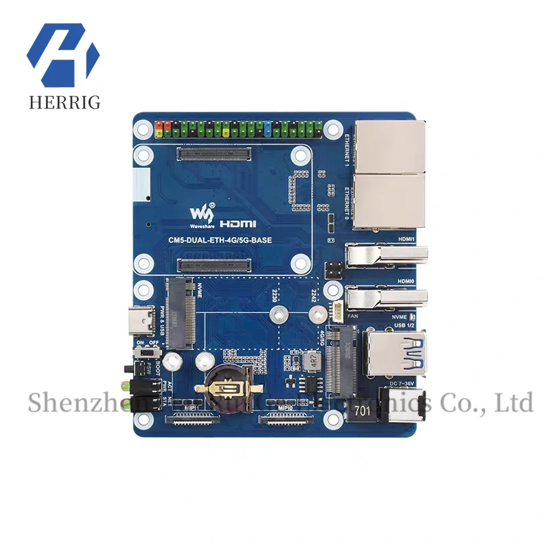 Raspberry Pi CM5 Core Board 4G/5G Communication Expansion Board M.2 NVME Base Board Dual Ethernet Interface Carrier Board