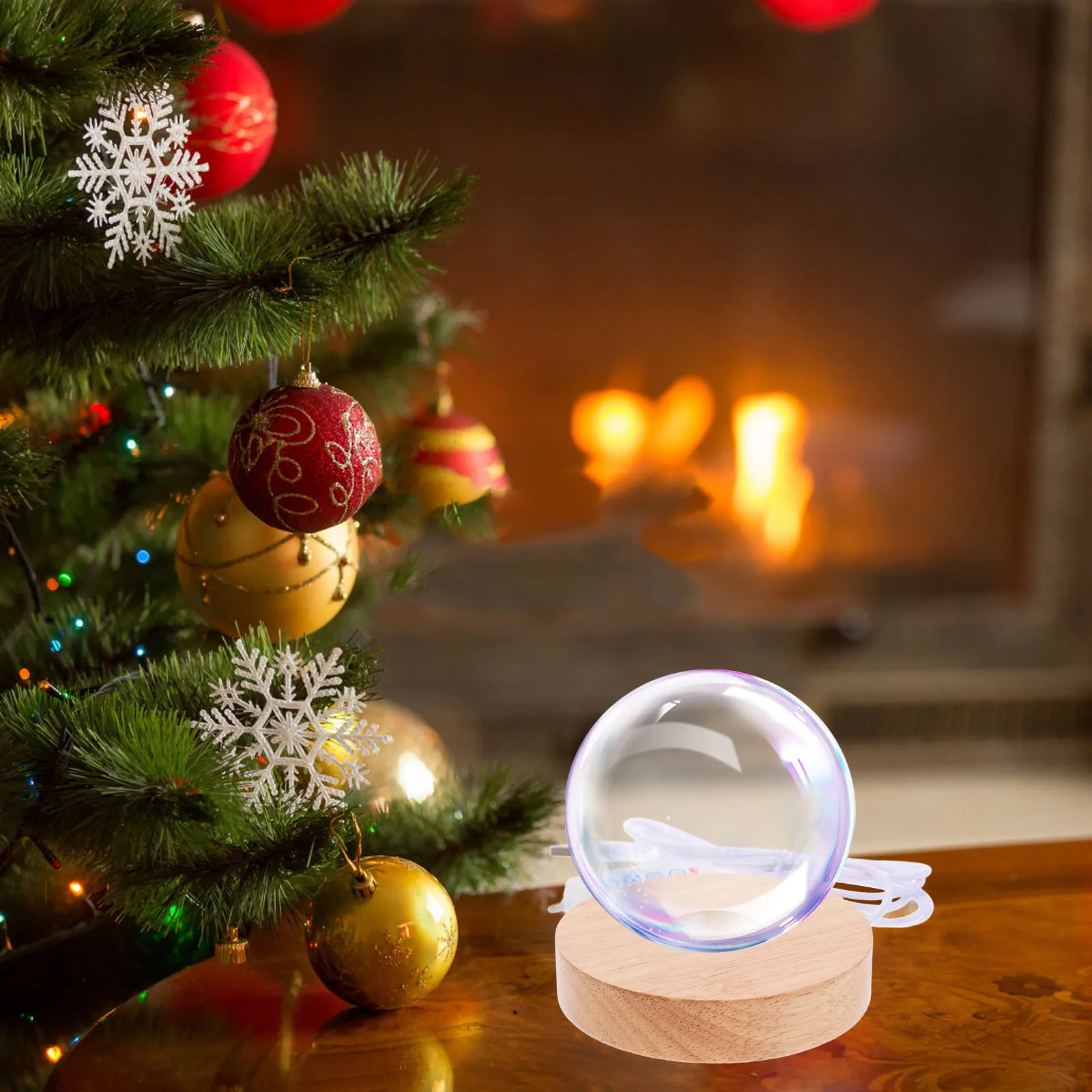 

Wood Ball Light Base Led Display Color Switching For Crystal Gazing Ball Round Table Lamp Decor Stable Support