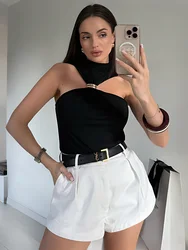 Tossy Summer Fashion Sexy Tank Top Pullover For Women Slim Off-Shoulder Patchwork Strapless Y2k Vest Top Female Cropped Top 2025