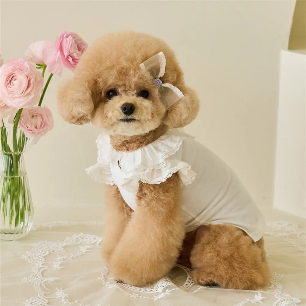 

Comfortable Cute Rose Flower Dog Dress Breathable Thin Design Pet Summer Clothes Soft Dog Vest Puppy