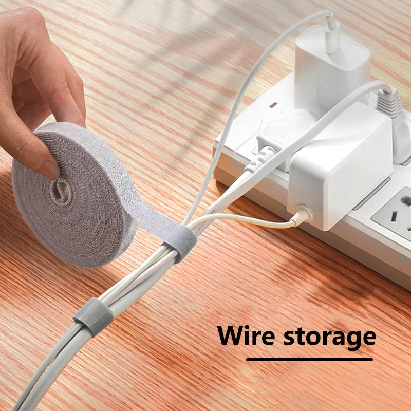 Data cable storage Velcro cable ties for organizing computer wiring strips Fixed elastic band with lines