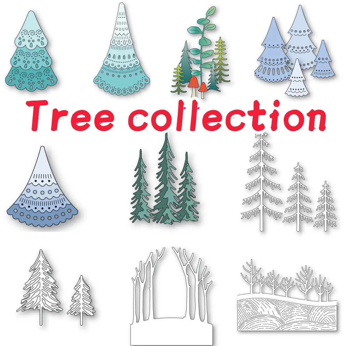 

Christmas Nordic Swirl Tree Collection Metal Cutting Dies for DIY Making Card Scrapbook Embossed Craft Template Decoration 2025