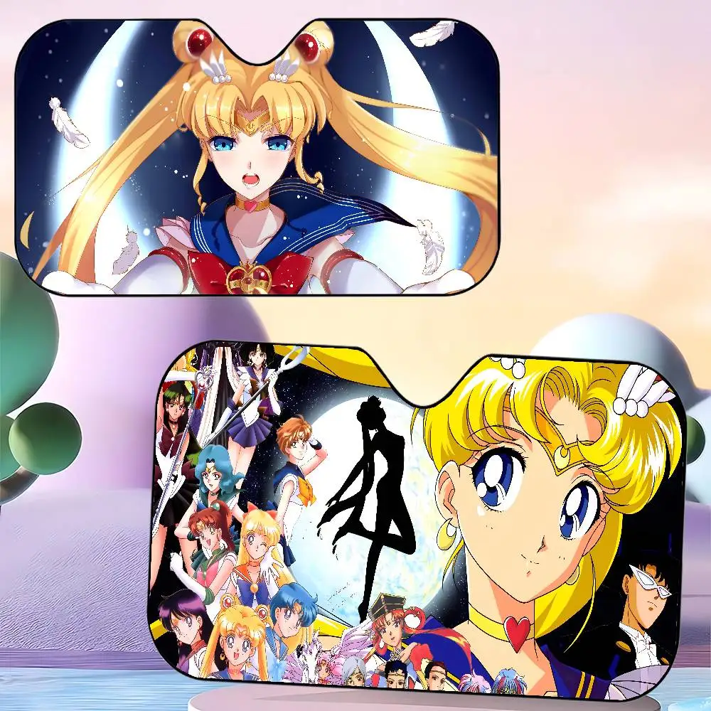 أنيمي S-حار M-القمر سيارة ظلة سيارة ظلة يغطي غطاء الزجاج الأمامي العالمي للطي قناع