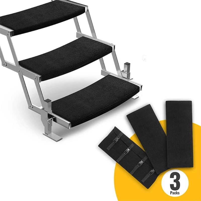 

D0UC 3PC Step Protectors Water Resistant Anti Fade Stair Mats Quick Install Stair Covers Suitable For Trailers & Motorhomes