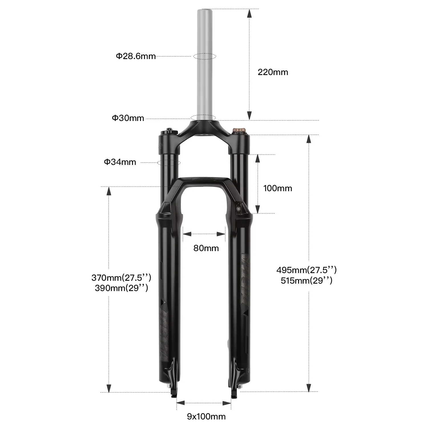 BOLANY Mechanical Oil Spring Front Fork 27.5/29 Inch 34mm Shoulder Lockout 9x100mm Quick Release MTB Suspension Fork