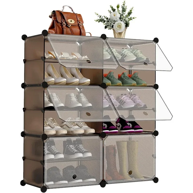 

6 Tier Shoe Rack Storage Cabinet for Entryway 24 Pair Plastic DIY Freestanding Organizer Shelves for Closet Bedroom Hallway