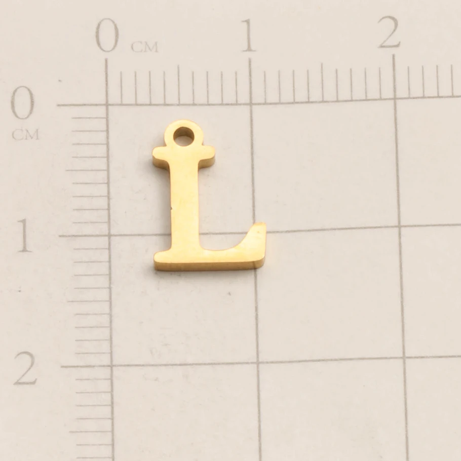 Echt vergoldeter Anhänger mit englischen Buchstaben, kleine A-Z Initialen-Charms für Schmuckherstellung, DIY-Namensanhänger aus Edelstahl, Geschenk. – Detail 14