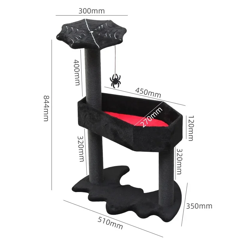 Gothic Cat Tree with Coffin Bed, Scratching Posts, Jumping Platform, Halloween Pet Supplies Cat Tree House Cat Scratching Post