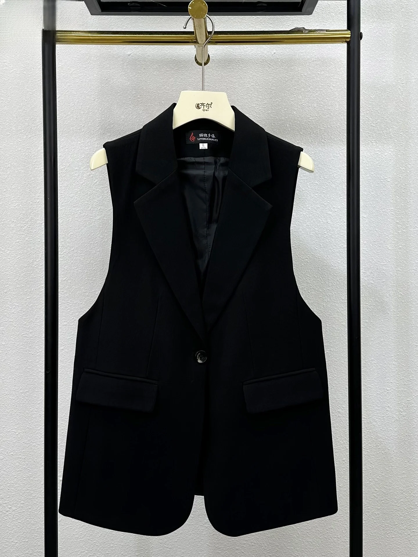 

2025 New Korean Sle Women's Suit Vest Long Svel Outerwear Cardigan Button Detail Printed Design for Middle-Aged Women