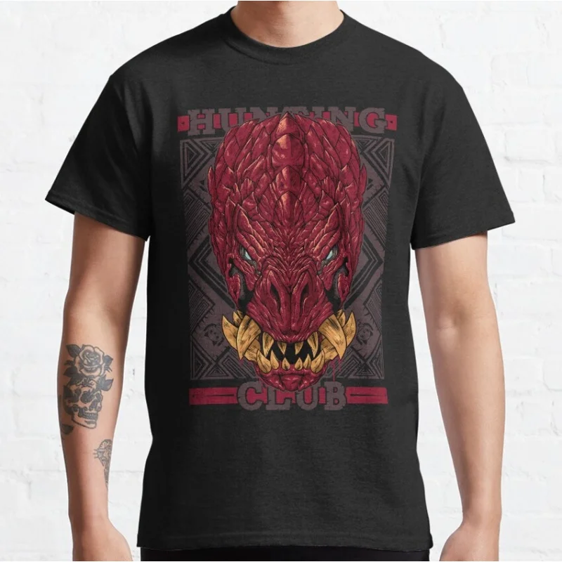 Odogaron Monster Hunter World Hunting Club Gift t shirt for gamer 100% cotton Short Sleeve Graphic Clothes All size top S-6XL