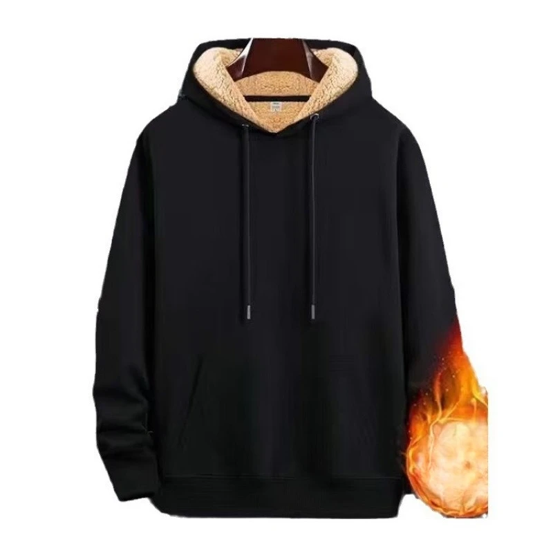 Harajuku جديد كنزة بغطاء رأس من الصوف الرجال الدافئة البلوز البلوز بلون عادية فضفاضة تناسب الشارع الشهير موضة ملابس خارجية الخريف الشتاء