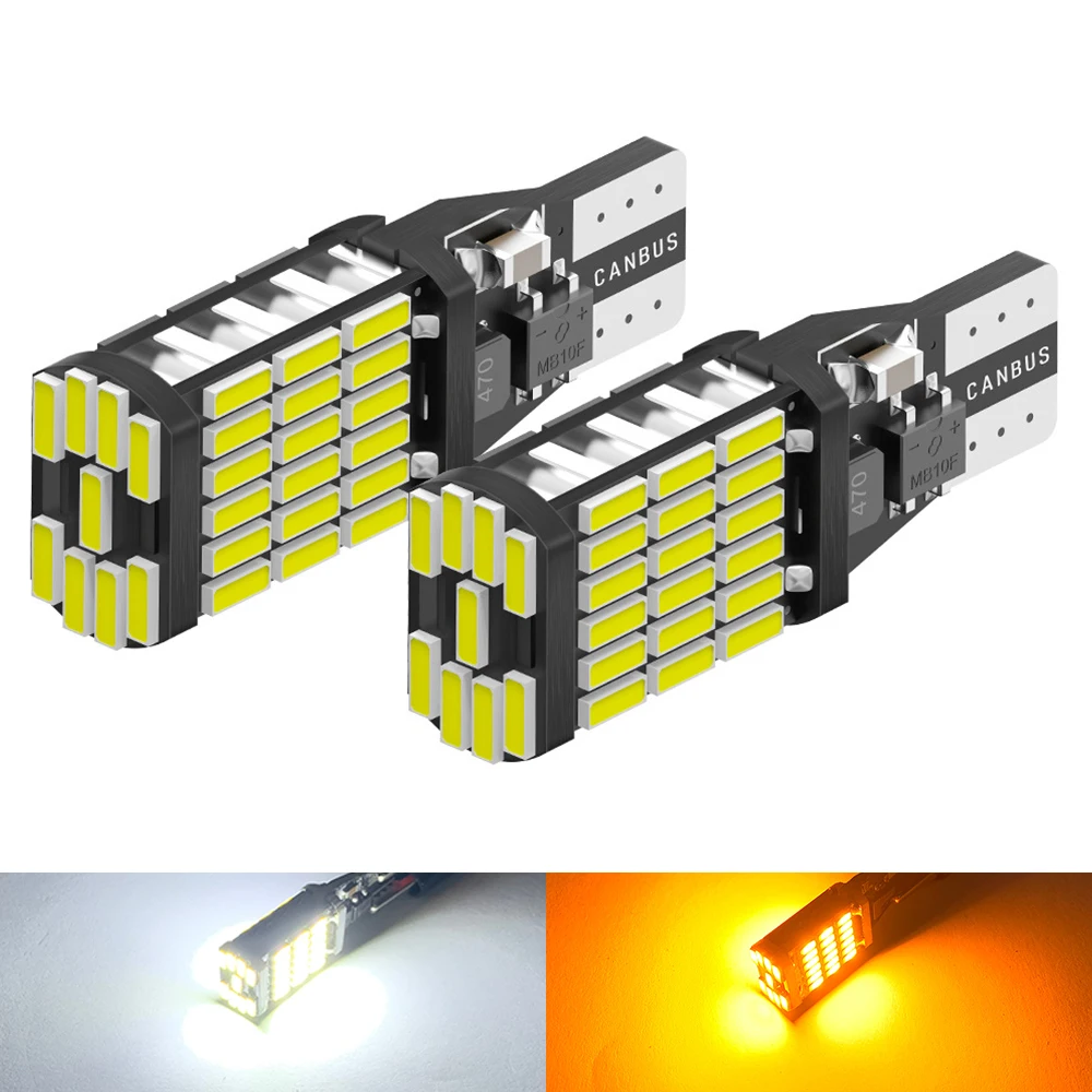 2 szt. T15 4014 45-chipowe W16W 921 912 LED Żarówki do świateł cofania Canbus, wysokiej mocy LED Canbus W16W czerwone, pomarańczowe, żółte