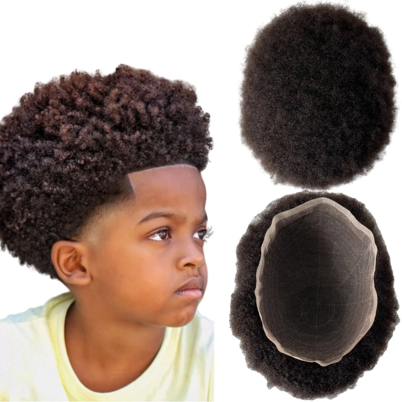 

4mm Afro Curl Men Toupee 8x10 Hair replacement system for Men Full Lace Hair pieces Hair prosthesis Hair units base