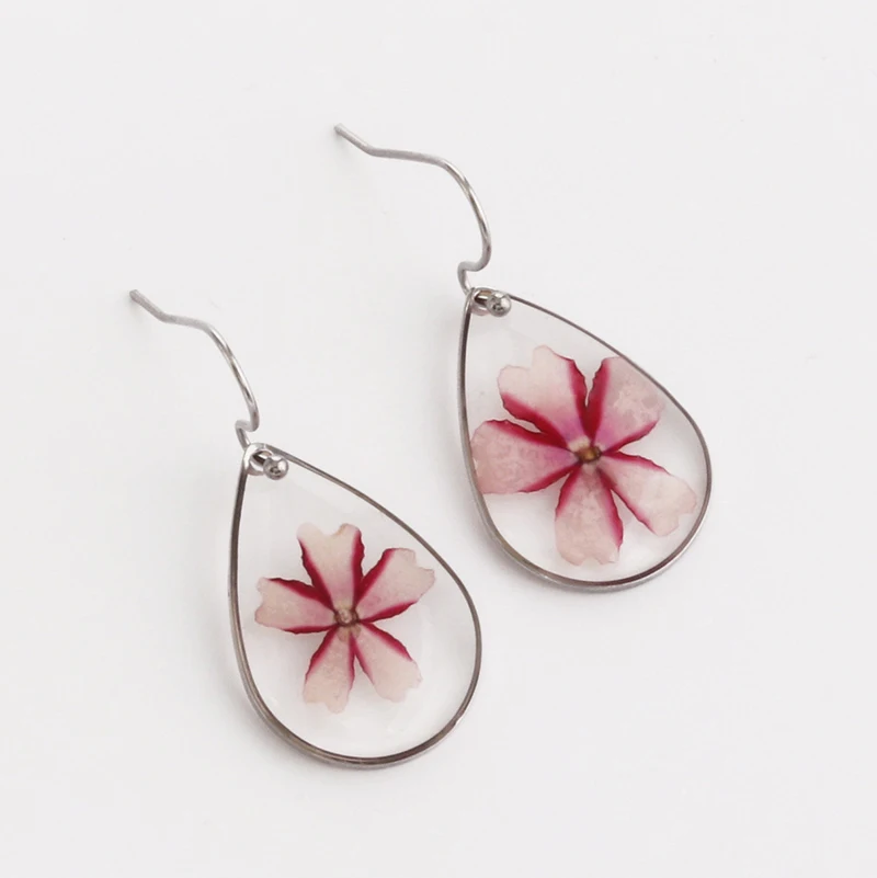 Transparent Natural Dried Flower Petal Resin Earring Blossom Hibiscus Daisy Petal Drop Dangle Earrings for Women Girls