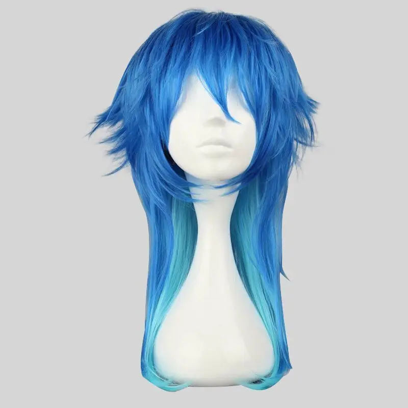 

Long Wig Fashion Ladies Costume Blue Curly Synthetic Anime Hair Full Wigs