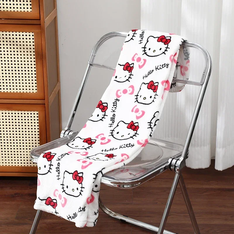 MINISO Sanrio-pantalones de pijama de Hello Kitty para mujer, pantalón suave de tela elástica doble de lana de Anime, regalo de cumpleaños Kawaii