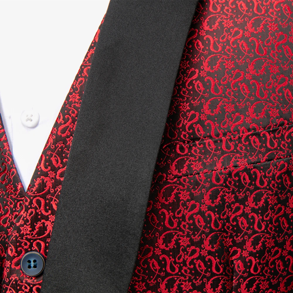 Traje de boda de lujo para hombre, conjuntos de vestido de esmoquin Jacquard clásico, color dorado, negro, burdeos y blanco