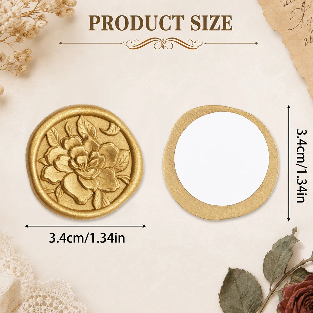 20Pcs/pack Peony Bouquet Floral Self-Adhesive Wax Seal Stickers Round Sealing Stickers for Thanksgiving Day Gift Card Diy Crafts