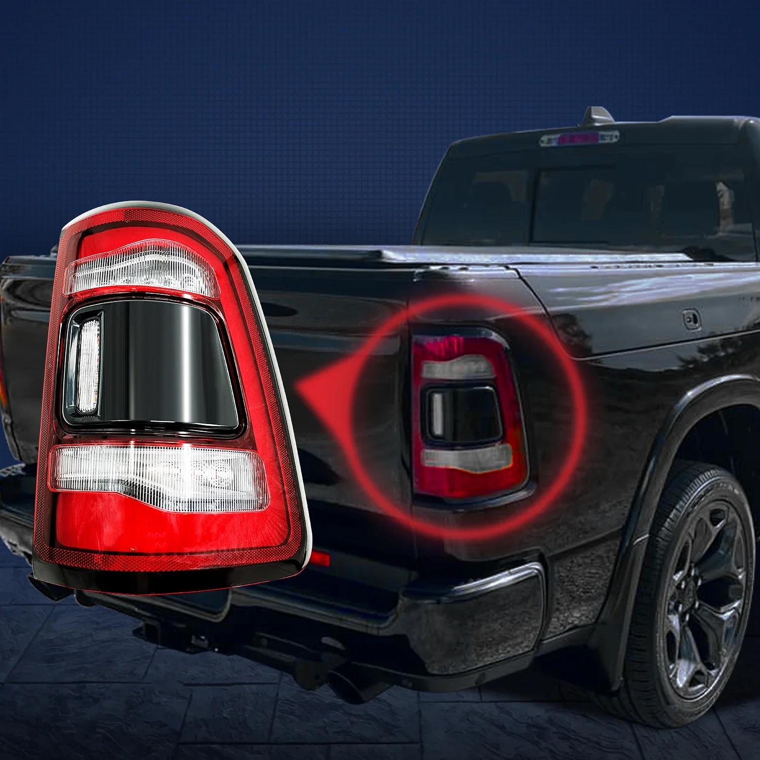 LED Left / Right Tail Light 55112992AC 55112993AC for Dodge RAM 1500 2019 2020 2021 2022 LED Rear Lamps with No Blind Spots