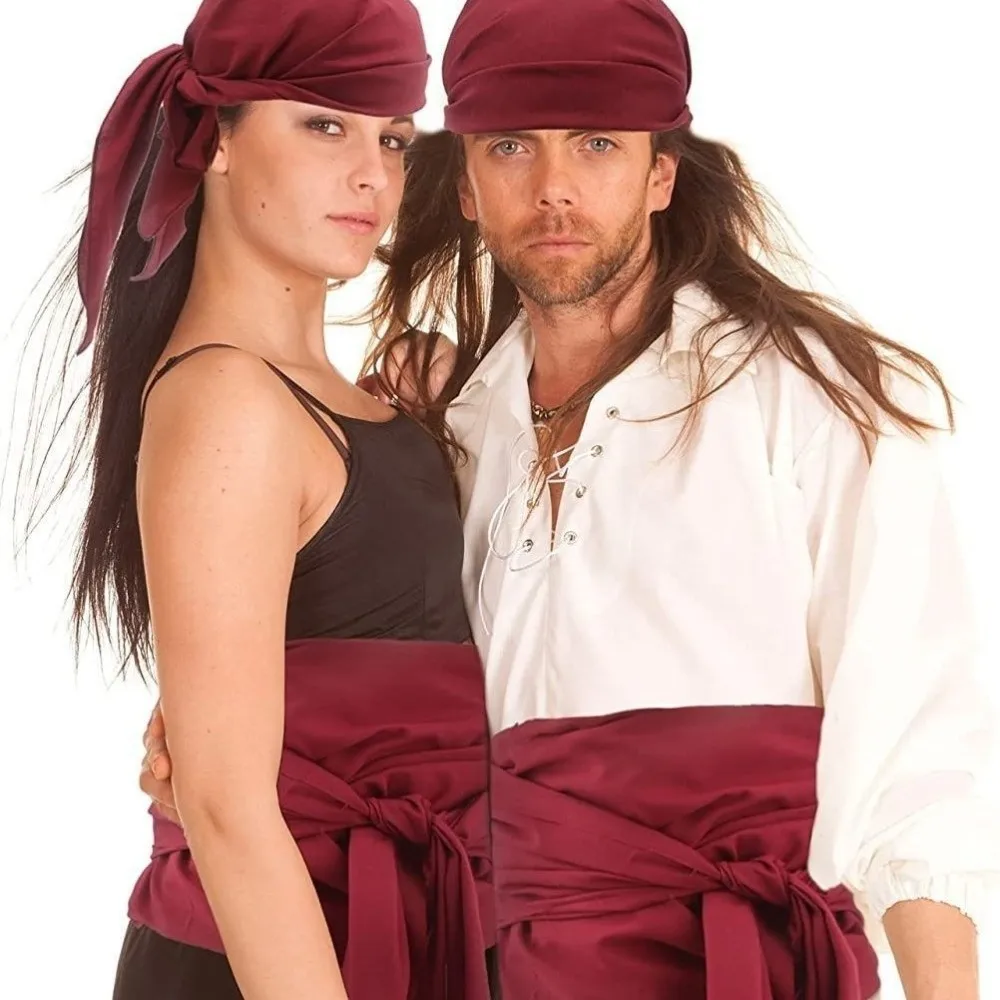 Canvas Pirate Headband Waist Belt Solid Color Triangle Scarf Halloween Scarf Belt Medieval Renaissance Head Wrap Cosplay Costume