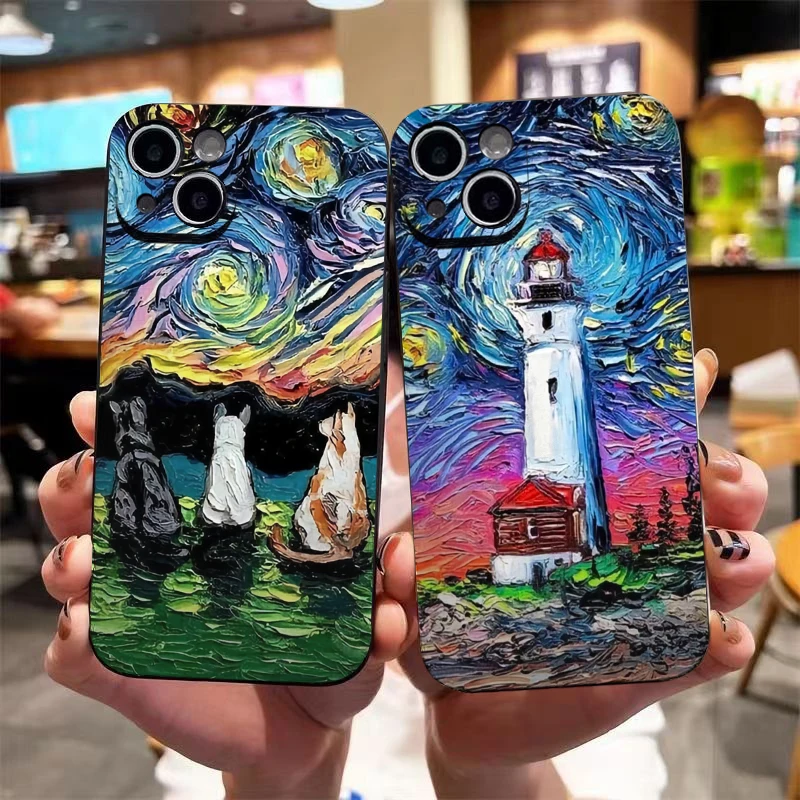 Case For Xiaomi Redmi Note 12 13 Pro Plus 5G 12s 11s 10s 11 10 10C 13C 12C 12 4G 3D Emboss Soft Silicon Oil Painting Cover