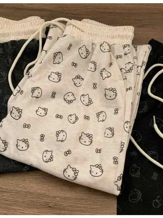 Faionable Pantalon taille haute à jambes larges Pantalon décontracté imprimé pour femme cet détail effet dr effet minceur automne Win...