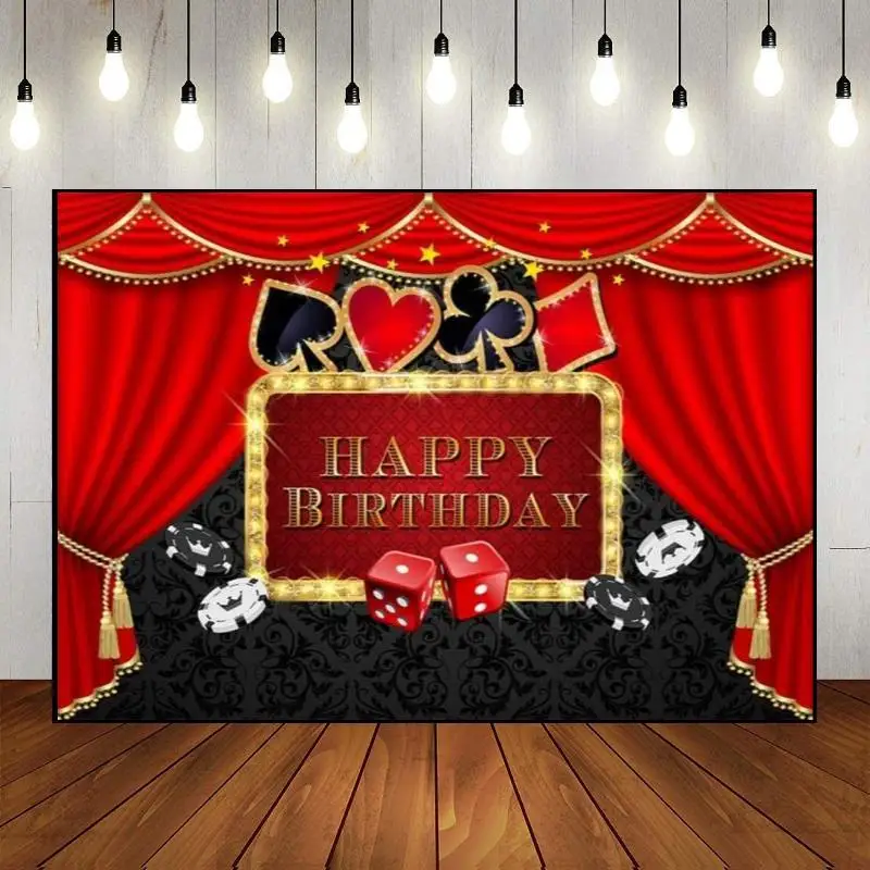 

Party Backdrop Wall Custom Gambling Slot Machines Dice Cake Baby Shower Casino Night Game Hall Background Happy Birthday Poker