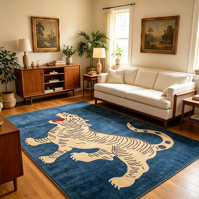 Large Area Carpets for Living Room Retro Style Bedroom Decor Washable Carpet Thick Plush Lounge Floor Mat Fluffy Soft Study Rug