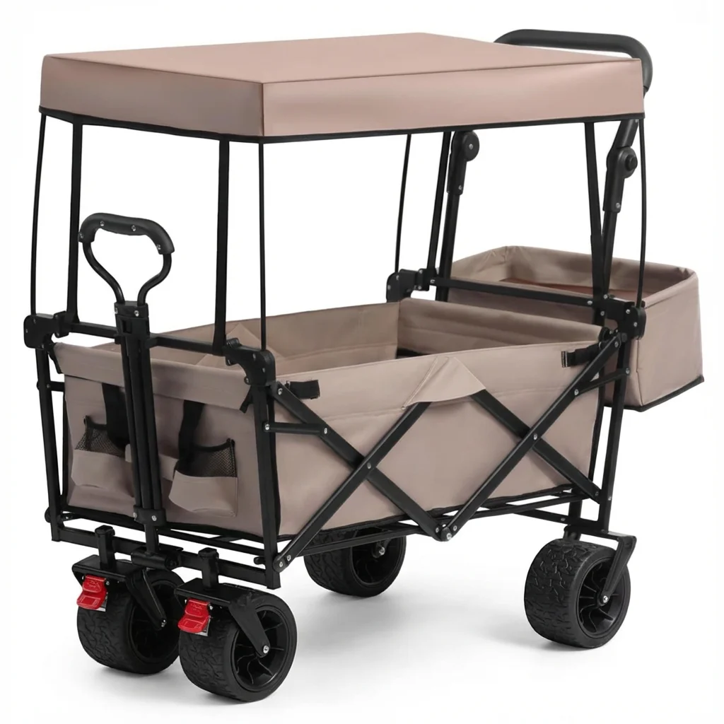 OEM/ODM Support Collapsible Folding Wagon Removable Canopy 220lbs Heavy Duty Steel Frame Portable Industrial Shopping Tools