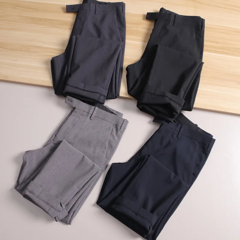 

Мужские модные повседневные брюки с прямыми штанинами, дышащие легкие деловые брюки против морщин на осенний сезон