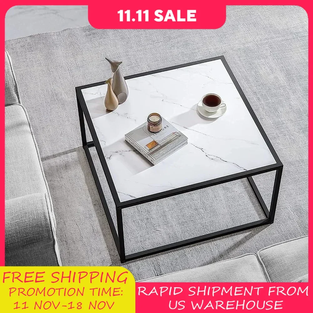 Coffee Table,Small Square Coffee Table,Modern Center Table for Living Room Office 27.6 * 27.6 * 15.7 Inch, Easy Assembly