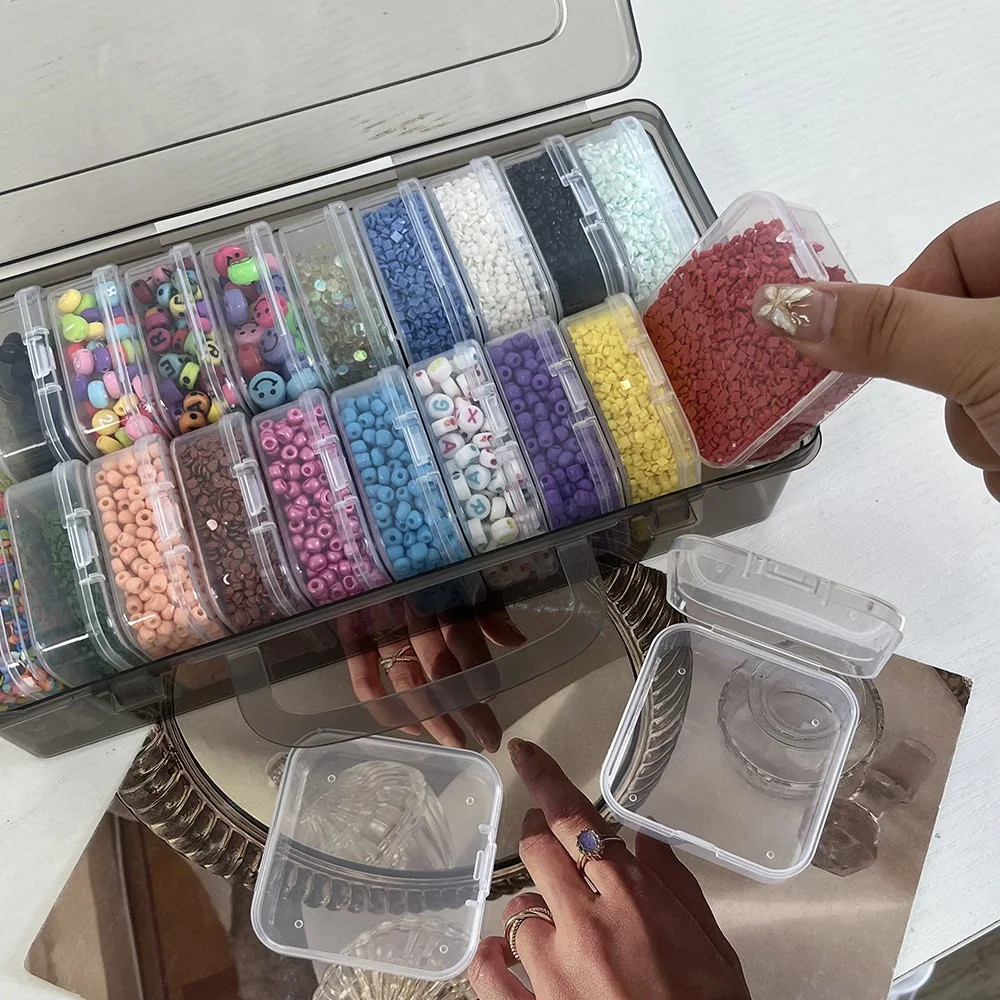 Transparent Storage Organizer Box, Dustproof Plastic Container with Lidded Mini Boxes for Beads, Jewelry & DIY Craft Accessories