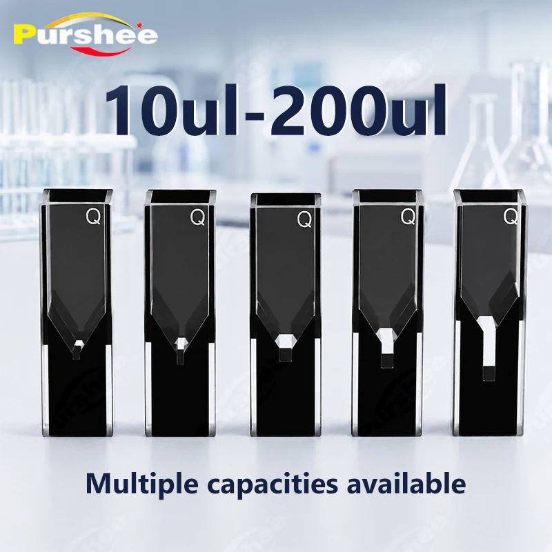 10-200μL Lichtdichte Mikro-Quarzküvette mit V-Nut und Schrägmündung für UV-Spektrophotometer, Labor-Biochemie-Test-Verbrauchsmaterial – Detail 3