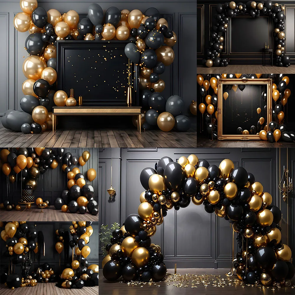 

Indoor Black Balloons Photography Background Kids Birthday Party Wedding Maternity Portrait Decor Backdrop Photo Studio Banner