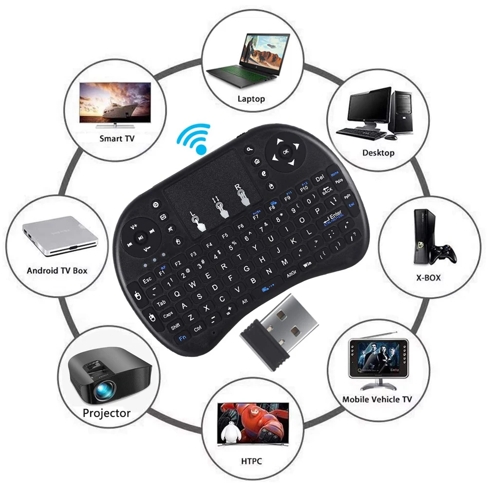 2.4G Wireless Mini Keyboard With Touchpad for PC Laptop I8 Portable Remote Control for Smart TV Android TV Box Raspberry Pi