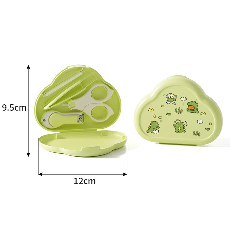 4Pcs/Set Newborn Nail Clipper with Dinosaur Storage Box Infant Safety Nail Scissors Nail File Nail Pliers Kits Baby Nail Care