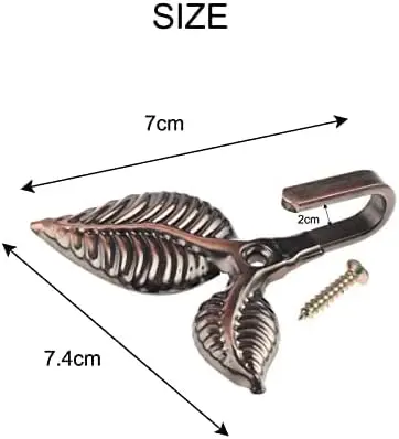 2Pc Bronze Curtain Hook Leaf Curtain Drapery Tieback Door Wall Hat Hook Holder Hanger 4 Color With 2 Screw Multifunctional Hook
