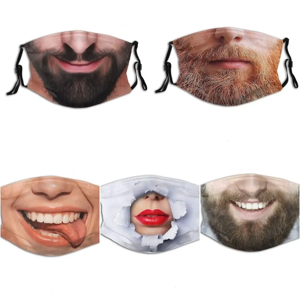 Facial Expression 3D Three-dimensional Mask Personality Breathable Funny Printed Mask Cotton Imitation Party Cosplay Mask Gifts