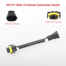1x Car Headlight Fog Light H8 H11 Male To Female Conversion Socket Connector Adapter Wiring Harness Accessories