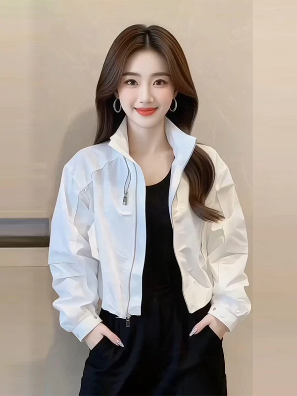 Fashionable Short Zipper Stand Collar Jacket Women's Spring 2026 New Arrival Versatile Design Beautiful Commute Style Coat