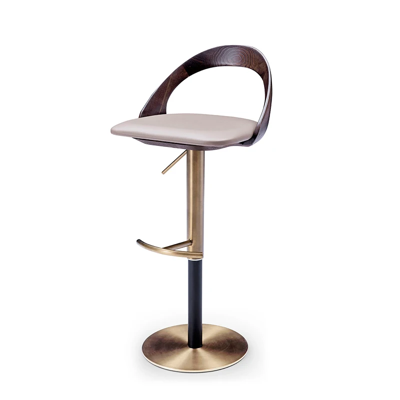 

Bar chair leather high chair, Nordic bar chair fashion, solid wood high stool
