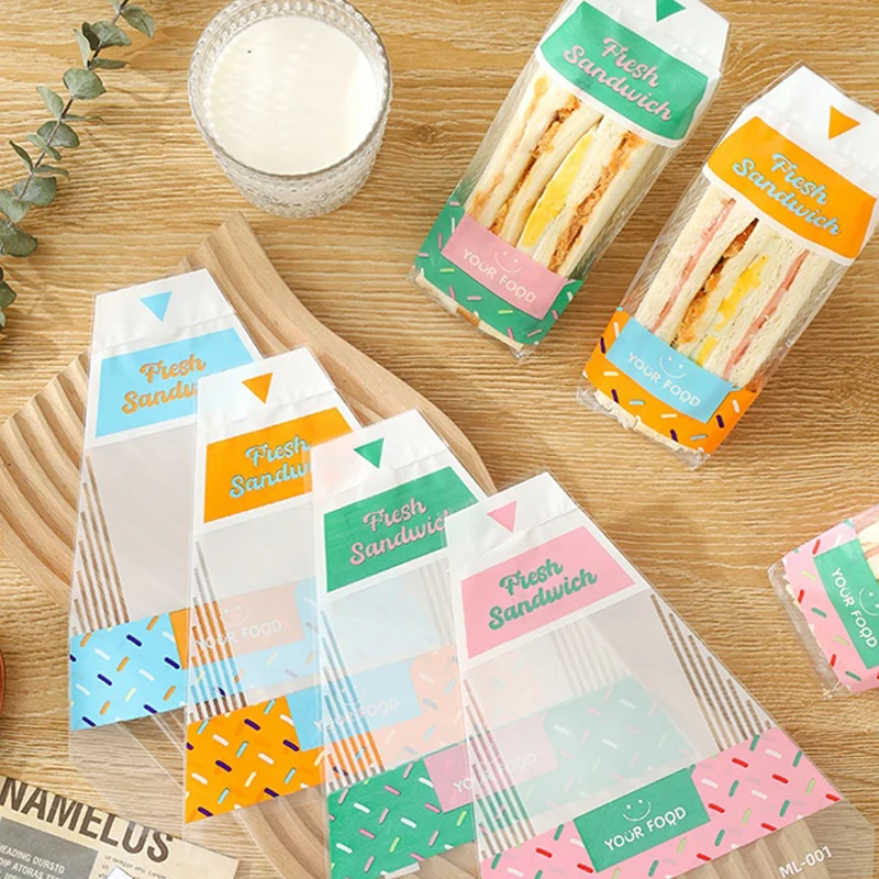 100 Pieces Of Sandwich Wrappers Special Disposable Easy To Tear Transparent Triangle Cake Baking Bread Packaging Bag