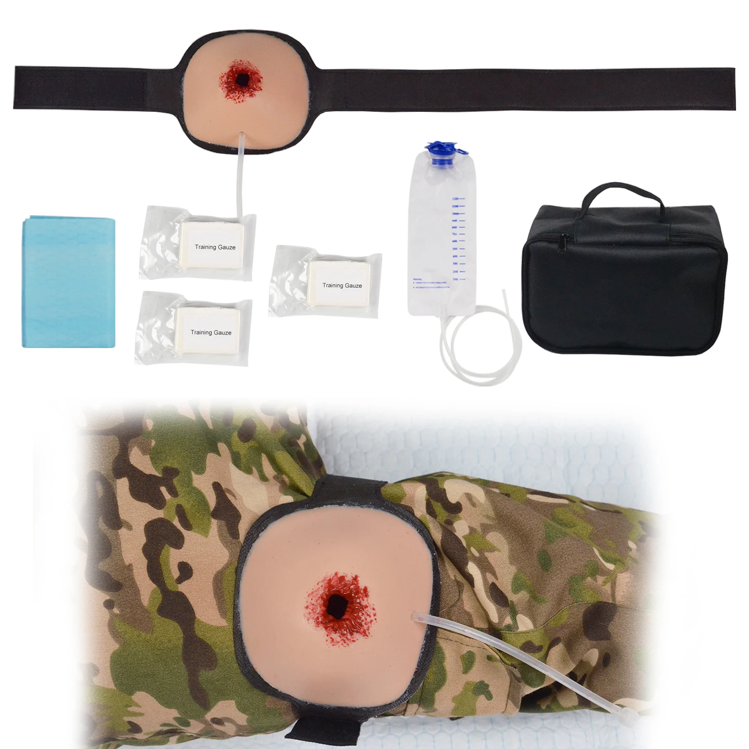 

Wearable Gunshot Wound Packing Trainer Kit Hemorrhage Control Training Model