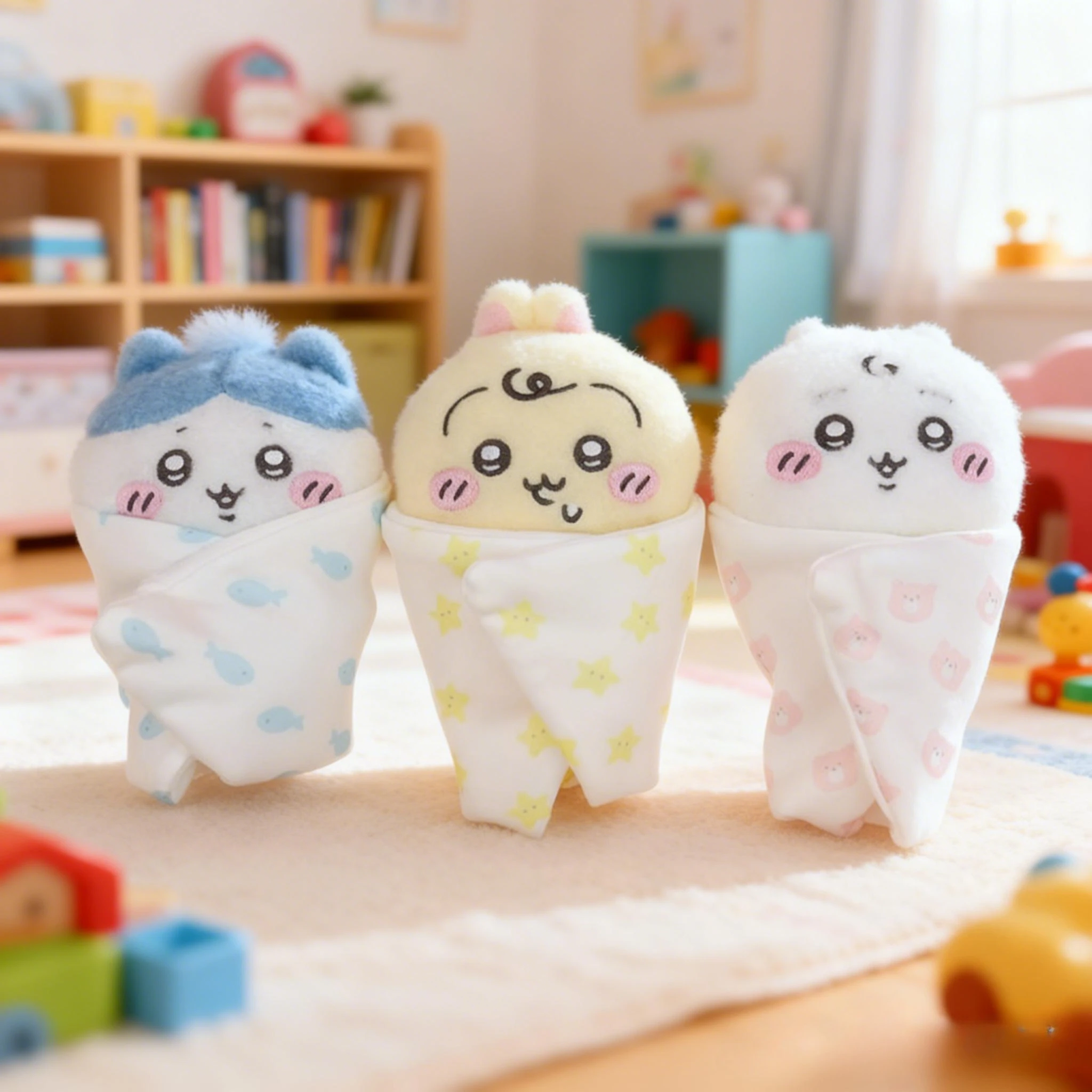 

Новое детское пеленальное одеяло Chiikawa серии Usagi Hachiwera Chii поставляется с милыми плюшевыми вешалками и украшениями Nagano