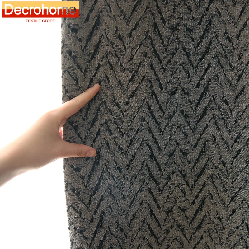 Modern Jacquard Elegant Light Luxury Gray Vertical Carving High Precision Comfort Curtains for Living Dining Room Bedroom