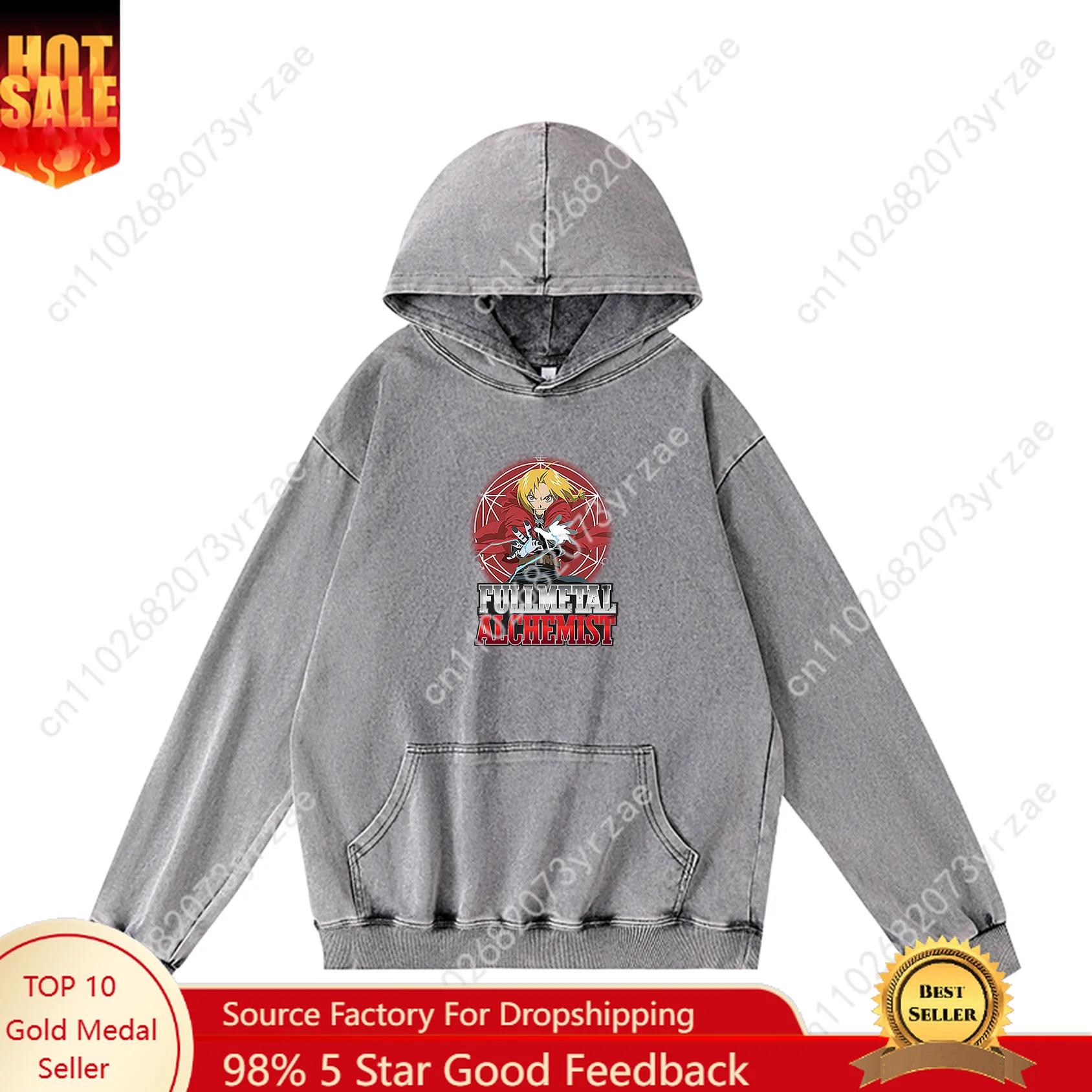 

Fullmetal Alchemist Retro Hooded Sports Tops Mans Womans Teenager Vintage Fashion Pattern Pullover Sweat Shirt Custom Sweatshirt