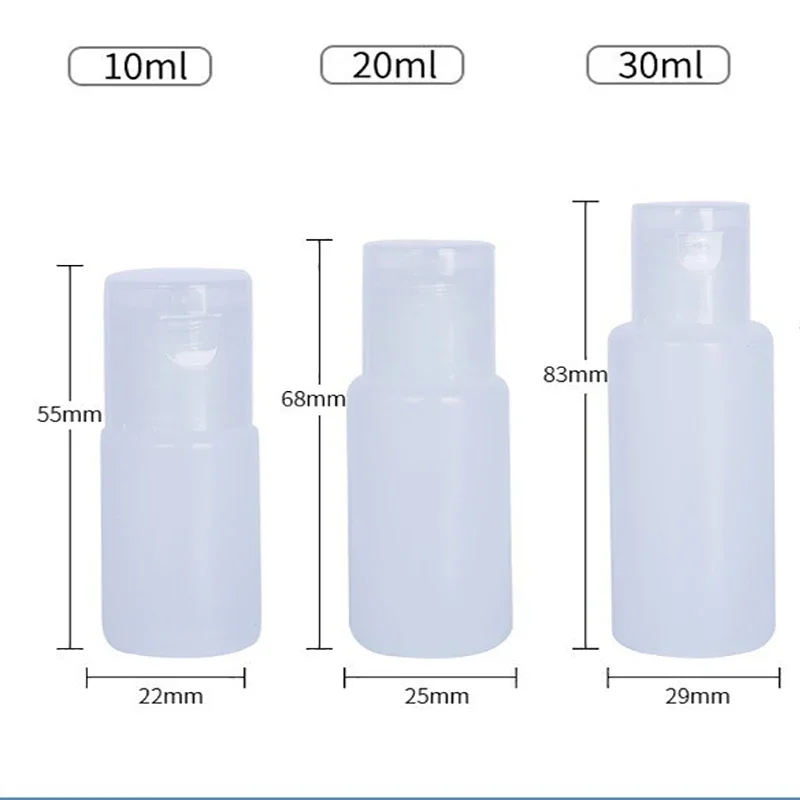 

50pcs 10ML 20ML 30ML Empty PE Soft Shampoo Bottles with Flip Top Cap Refillable Cosmetic Makeup Packaging Containers